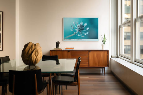 Paul Sinus Wandbild 120x80cm Makrofotografie Pflanze türkis minimalistische Naturfotografie ruhige Farben botanisches Kunstbild moderne
