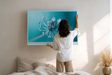 Paul Sinus Wandbild 120x80cm Makrofotografie Pflanze türkis minimalistische Naturfotografie ruhige Farben botanisches Kunstbild moderne