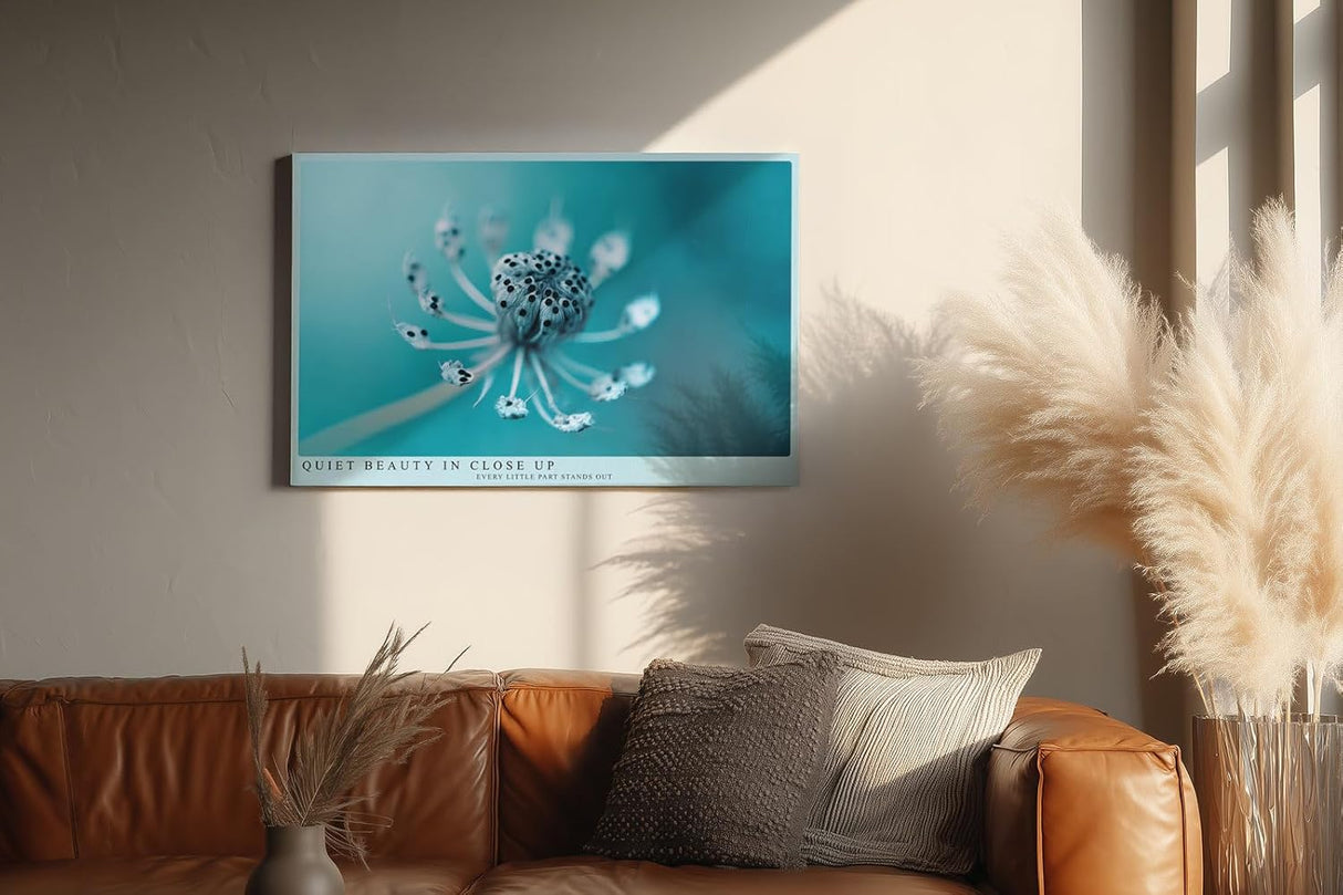 Paul Sinus Wandbild 120x80cm Makrofotografie Pflanze türkis minimalistische Naturfotografie ruhige Farben botanisches Kunstbild moderne