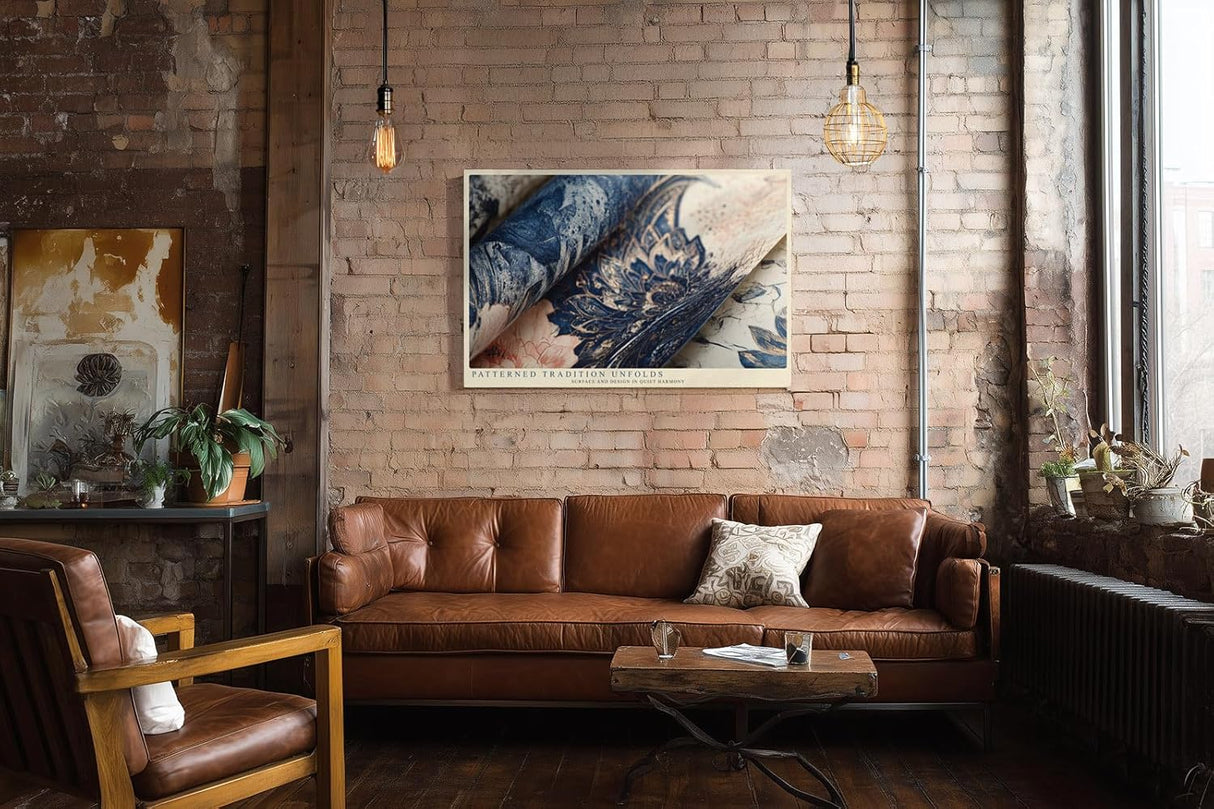 Paul Sinus Wandbild 120x80cm Mandala Muster modern blau gold ornamentale Kunst Kunstdruck grosses Kunstbild stilvolle Wanddekoration fuer Wohnzimmer Büro Flur
