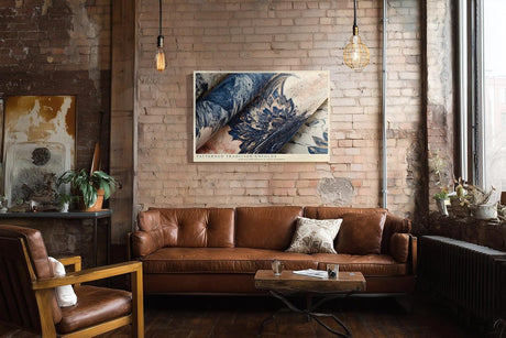 Paul Sinus Wandbild 120x80cm Mandala Muster modern blau gold ornamentale Kunst Kunstdruck grosses Kunstbild stilvolle Wanddekoration fuer Wohnzimmer Büro Flur