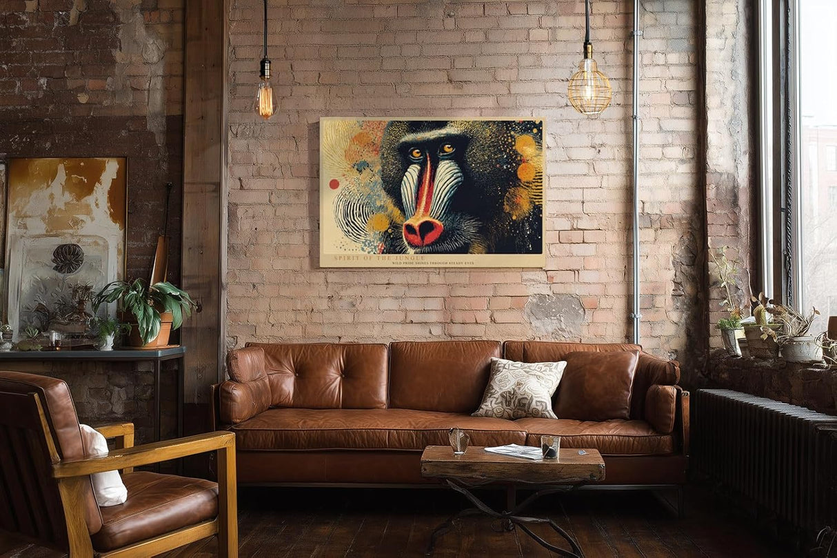 Paul Sinus Wandbild 120x80cm Mandrill Affe farbenfrohe Tierkunst exotisches Tierportraet moderne Dschungel Kunst stilvolle Wanddekoration fuer Wohnzimmer Büro