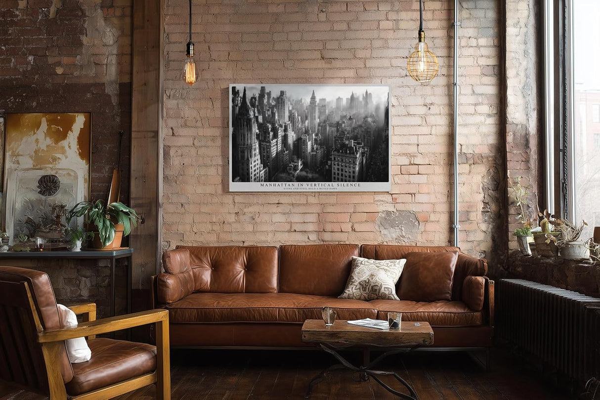 Paul Sinus Wandbild 120x80cm Manhattan Skyline Schwarz Weiss Stadt Architektur Fotokunst