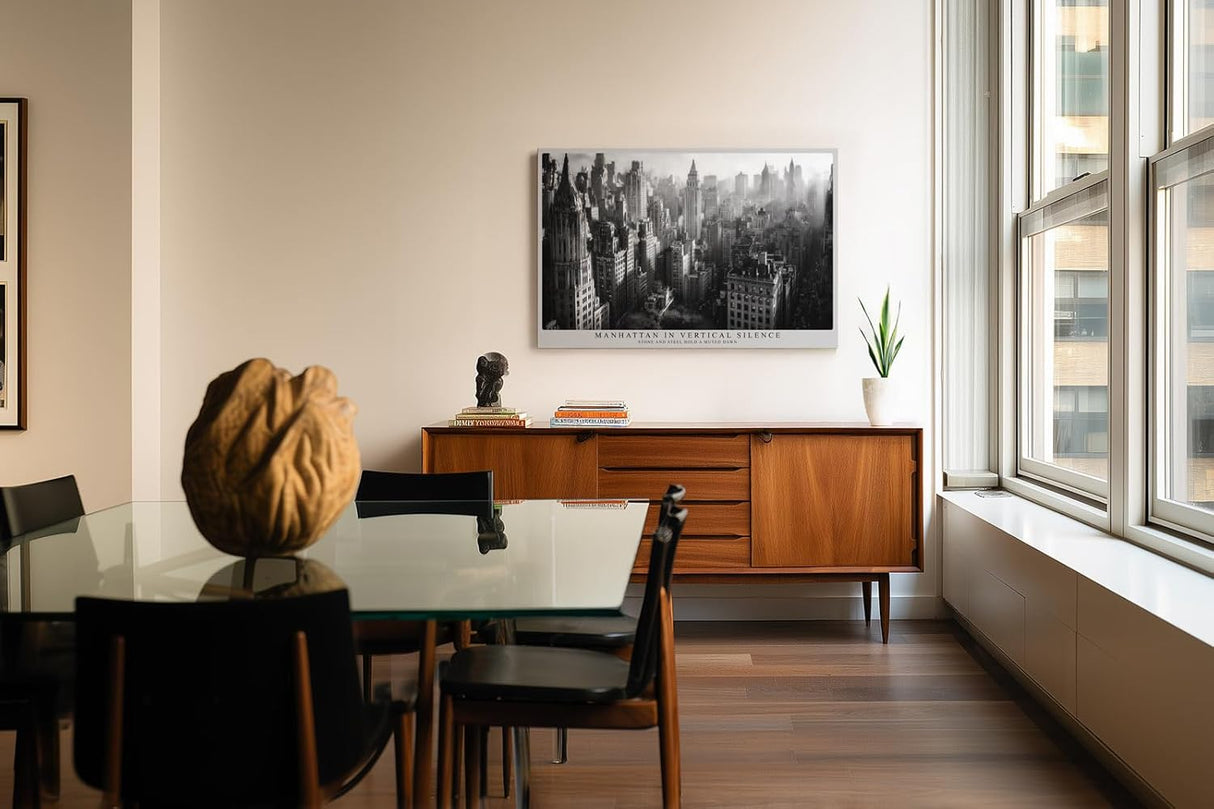 Paul Sinus Wandbild 120x80cm Manhattan Skyline Schwarz Weiss Stadt Architektur Fotokunst