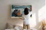 Paul Sinus Wandbild 120x80cm Margin of Sea and Sand Muschel im Meerschaum Strand Natur Kunst fuer Wohnzimmer Schlafzimmer Bad und Büro