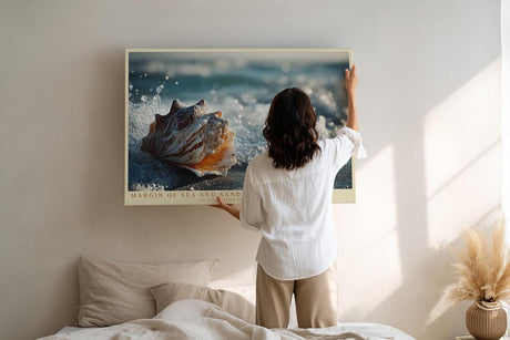 Paul Sinus Wandbild 120x80cm Margin of Sea and Sand Muschel im Meerschaum Strand Natur Kunst fuer Wohnzimmer Schlafzimmer Bad und Büro