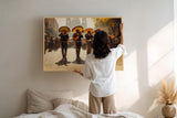 Paul Sinus Wandbild 120x80cm Mariachi Musiker auf der Plaza Lebendige Musikszene in warmen Gold und Brauntoenen