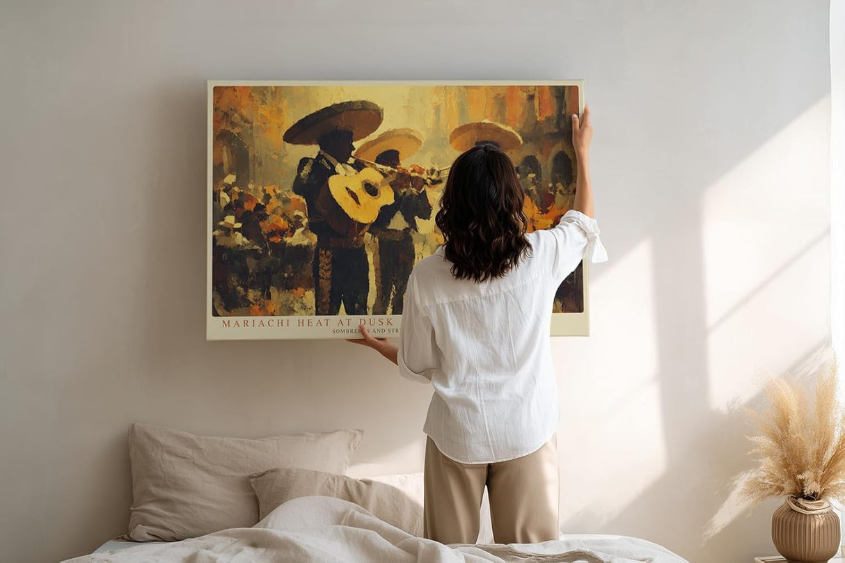 Paul Sinus Wandbild 120x80cm Mariachi Musiker Mexiko Plaza Kultur Kunst Wanddekoration Musik Szene Wohnzimmer Restaurant
