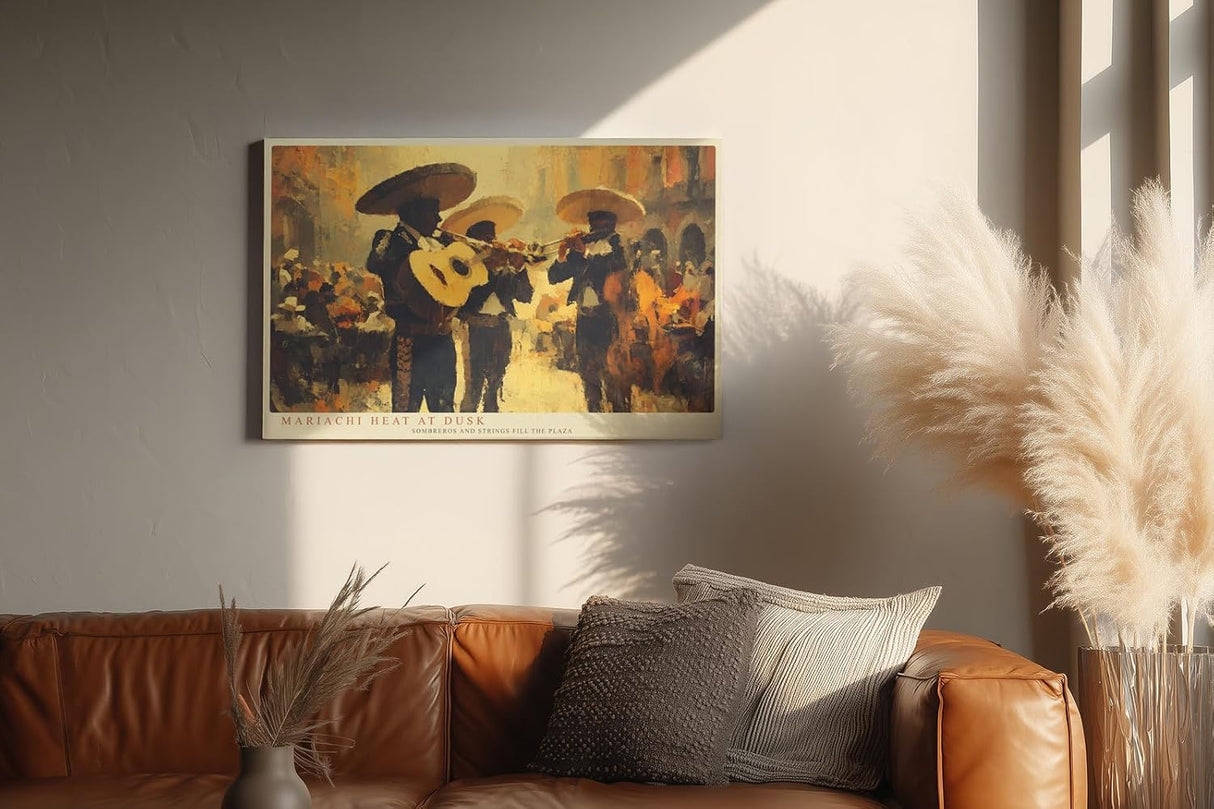Paul Sinus Wandbild 120x80cm Mariachi Musiker Mexiko Plaza Kultur Kunst Wanddekoration Musik Szene Wohnzimmer Restaurant