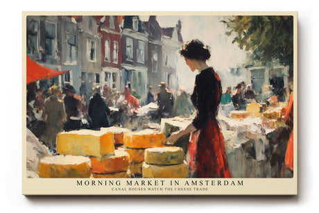 Paul Sinus Wandbild 120x80cm Markt Szene Amsterdam Stadt Kunst in Warmen Farben für Wohnzimmer Küche Büro und Flur
