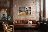 Paul Sinus Wandbild 120x80cm Markt Szene Amsterdam Stadt Kunst in Warmen Farben für Wohnzimmer Küche Büro und Flur