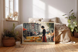 Paul Sinus Wandbild 120x80cm Markt Szene Amsterdam Stadt Kunst in Warmen Farben für Wohnzimmer Küche Büro und Flur