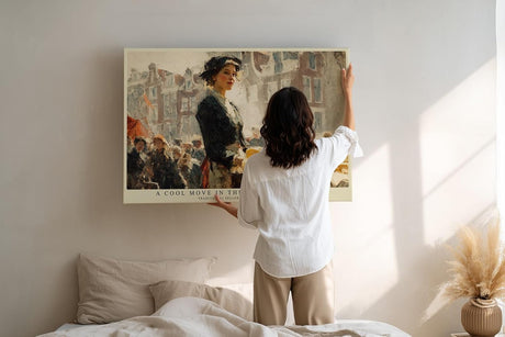 Paul Sinus Wandbild 120x80cm Marktszene mit Verkaeuferin Impressionistische Stadt Kunst in Warmen Naturtoenen Wanddekoration