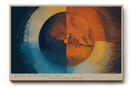 Paul Sinus Wandbild 120x80cm Mars in Divided Light Planet Mars moderne Weltraum Kunst Illustration Poster für Wohnzimmer Büro