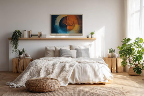Paul Sinus Wandbild 120x80cm Mars in Divided Light Planet Mars moderne Weltraum Kunst Illustration Poster für Wohnzimmer Büro