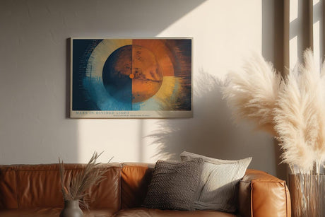Paul Sinus Wandbild 120x80cm Mars in Divided Light Planet Mars moderne Weltraum Kunst Illustration Poster für Wohnzimmer Büro