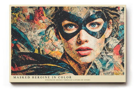 Paul Sinus Wandbild 120x80cm Masked Heroine in Color modernes Frauen Portrait mit Maske Pop Art Kunst Poster für Wohnzimmer Büro