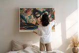 Paul Sinus Wandbild 120x80cm Masked Heroine in Color modernes Frauen Portrait mit Maske Pop Art Kunst Poster für Wohnzimmer Büro