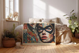 Paul Sinus Wandbild 120x80cm Masked Heroine in Fragments Moderne Portrait Collage Kunst fuer Wohnzimmer Schlafzimmer und Büro