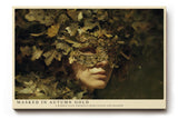 Paul Sinus Wandbild 120x80cm Maskenportrait Herbst Blaetter mystische Kunst Wanddekoration Wohnzimmer Schlafzimmer