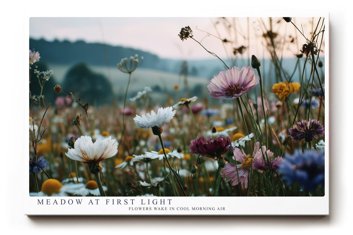 Paul Sinus Wandbild 120x80cm Meadow at First Light Blumenwiese im Morgenlicht Natur Fotokunst fuer Wohnzimmer Schlafzimmer und Büro