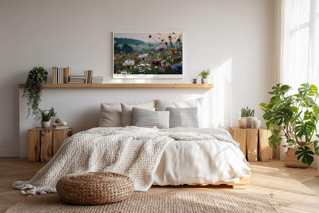 Paul Sinus Wandbild 120x80cm Meadow at First Light Blumenwiese im Morgenlicht Natur Fotokunst fuer Wohnzimmer Schlafzimmer und Büro