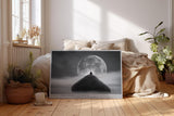 Paul Sinus Wandbild 120x80cm Meditation Mondlandschaft ruhige Silhouette großer Vollmond Zen Atmosphäre minimalistische spirituelle