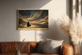 Paul Sinus Wandbild 120x80cm Meditation unter Sternenhimmel Abstrakte Goldene Galaxie Ruhige Spirituelle Kunst Wanddekoration