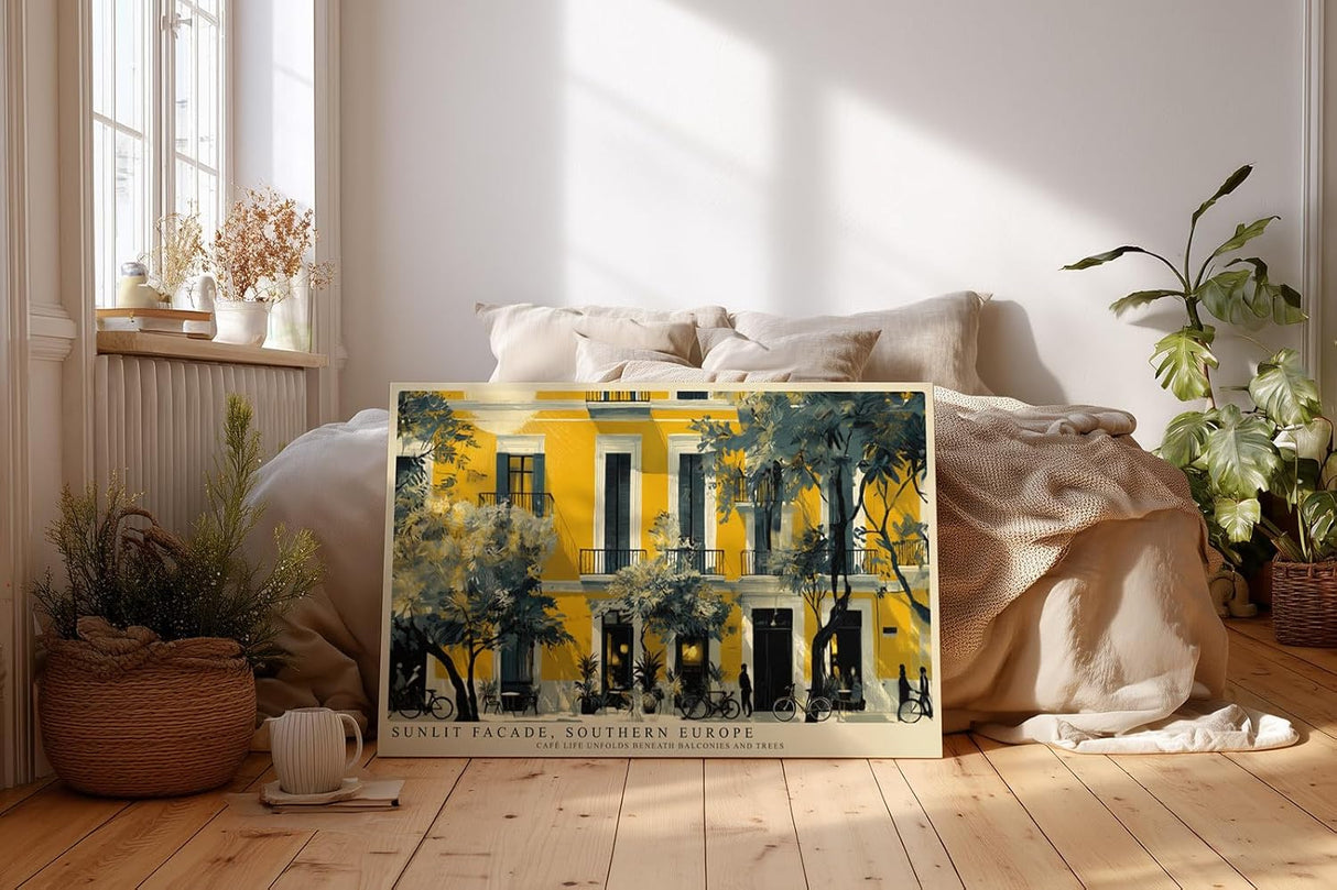 Paul Sinus Wandbild 120x80cm Mediterrane Hausfassade in Gelb Europaeische Stadt Architektur