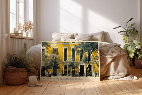 Paul Sinus Wandbild 120x80cm Mediterrane Hausfassade in Gelb Europaeische Stadt Architektur