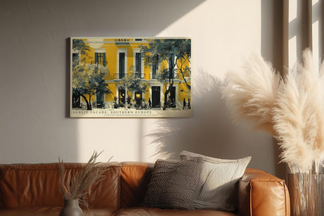 Paul Sinus Wandbild 120x80cm Mediterrane Hausfassade in Gelb Europaeische Stadt Architektur