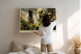 Paul Sinus Wandbild 120x80cm mediterraner Zitronenbaum Innenhof impressionistische Kunst Kunstdruck grosses Wandbild 120x80cm sonnige Wanddekoration fuer Wohnzimmer Kueche Esszimmer
