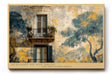 Paul Sinus Wandbild 120x80cm Mediterranes Haus mit Balkon Malerische Architektur Kunst in Blau Gold Wanddekoration