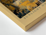 Paul Sinus Wandbild 120x80cm Mediterranes Haus mit Balkon Malerische Architektur Kunst in Blau Gold Wanddekoration