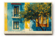 Paul Sinus Wandbild 120x80cm mediterranes Haus Zitronenbaum sonniger Innenhof moderne Landschaft Kunstbild Wanddekoration fuer Wohnzimmer Büro