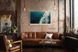 Paul Sinus Wandbild 120x80cm Meeresküste Luftaufnahme Natur Fotokunst in Blau und Weiß für Wohnzimmer Büro und Schlafzimmer