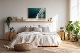 Paul Sinus Wandbild 120x80cm Meeresküste Luftaufnahme Natur Fotokunst in Blau und Weiß für Wohnzimmer Büro und Schlafzimmer