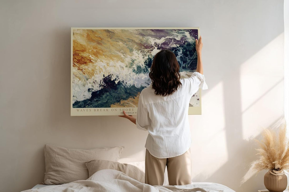 Paul Sinus Wandbild 120x80cm Meereswellen am Strand – Ausdrucksstarke Ozean Landschaft mit brechender Brandung für stilvolle Wohnräume