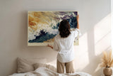 Paul Sinus Wandbild 120x80cm Meereswellen am Strand – Ausdrucksstarke Ozean Landschaft mit brechender Brandung für stilvolle Wohnräume