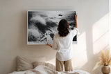 Paul Sinus Wandbild 120x80cm Meereswellen schwarz weiss Fotokunst modern dramatische Natur Kunstdruck grosses Kunstbild stilvolle Wanddekoration fuer Wohnzimmer Büro Flur