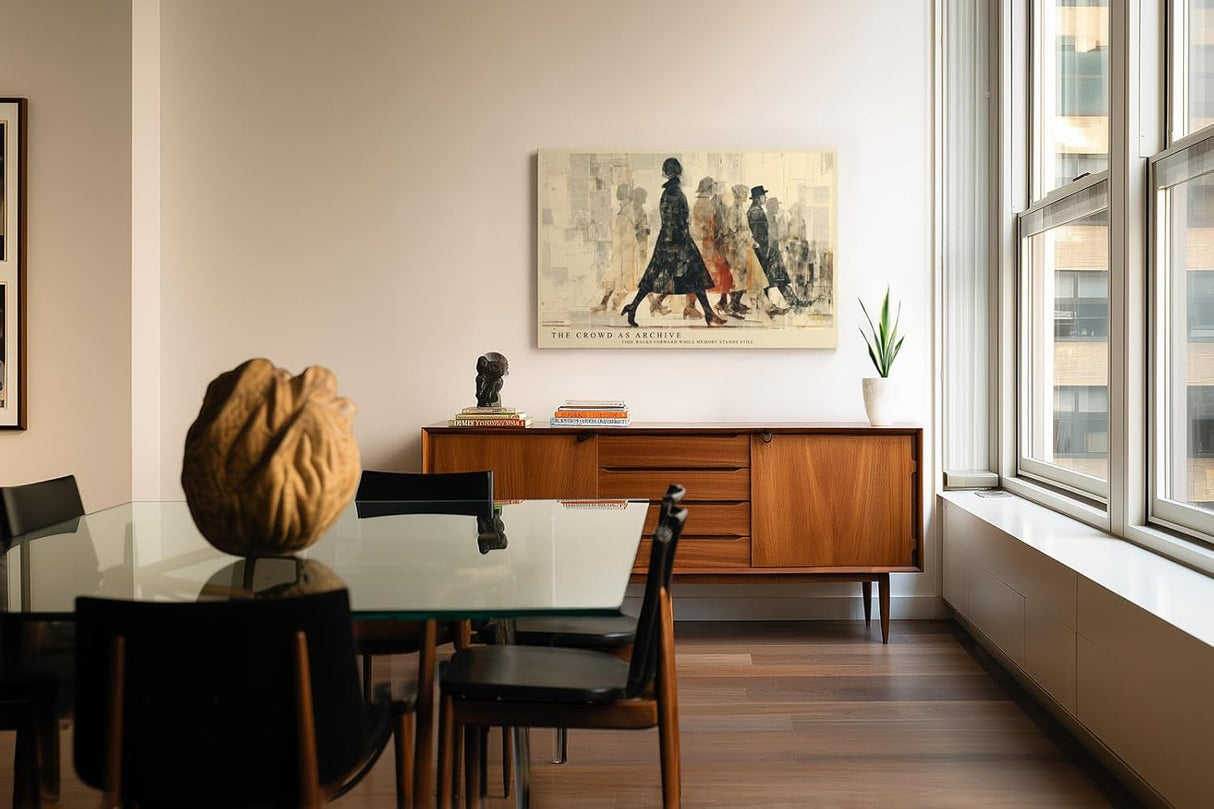 Paul Sinus Wandbild 120x80cm Menschen Silhouetten Stadt Szene Moderne Collage Kunstmotiv mit urbaner Bewegung