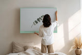 Paul Sinus Wandbild 120x80cm minimalistische Eukalyptus Pflanze moderne botanische Naturkunst dezente gruene Wanddekoration fuer Wohnzimmer Büro