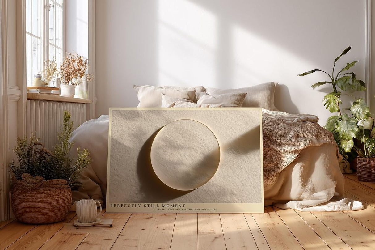 Paul Sinus Wandbild 120x80cm minimalistische Kreisform beige modern abstrakte Kunst Kunstdruck grosses Wandbild 120x80cm ruhige Wanddekoration fuer Wohnzimmer Büro