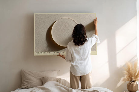 Paul Sinus Wandbild 120x80cm minimalistische Kreisform beige modern abstrakte Kunst Kunstdruck grosses Wandbild 120x80cm ruhige Wanddekoration fuer Wohnzimmer Büro