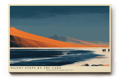 Paul Sinus Wandbild 120x80cm minimalistische Landschaft See Berge orange Dünen modernes Natur Panorama ruhige Atmosphäre stilvolle