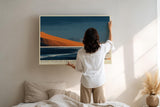 Paul Sinus Wandbild 120x80cm minimalistische Landschaft See Berge orange Dünen modernes Natur Panorama ruhige Atmosphäre stilvolle