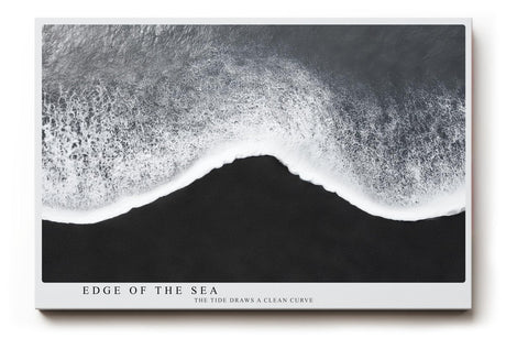 Paul Sinus Wandbild 120x80cm Minimalistische Meereskante – Schwarz Weiß Ozean Fotokunst mit ruhiger Wellenlinie für moderne Räume