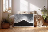 Paul Sinus Wandbild 120x80cm Minimalistische Meereskante – Schwarz Weiß Ozean Fotokunst mit ruhiger Wellenlinie für moderne Räume
