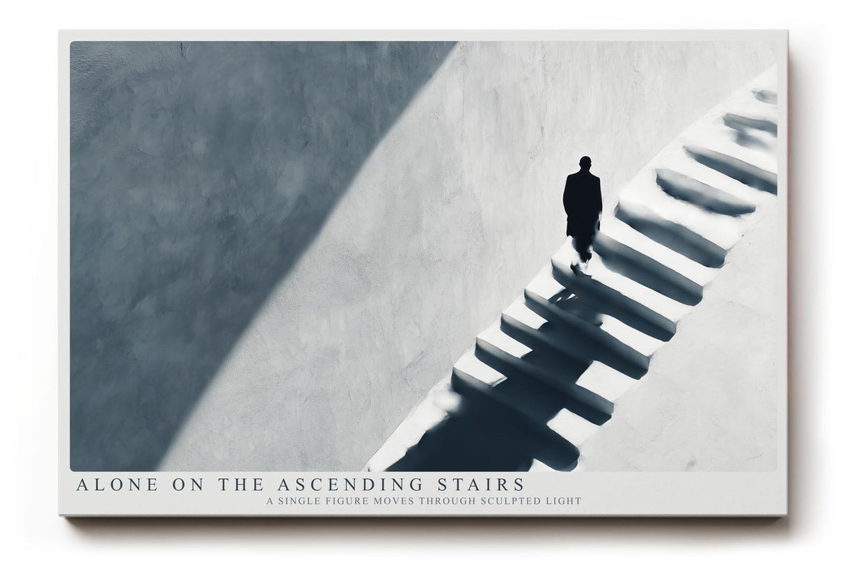 Paul Sinus Wandbild 120x80cm Minimalistische Treppe mit einzelner Figur moderne Architektur Fotokunst Wanddekoration