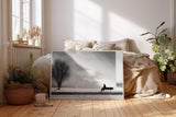 Paul Sinus Wandbild 120x80cm minimalistische Winterlandschaft schwarz weiss Fotokunst modern Kunstdruck grosses Kunstbild ruhige Wanddekoration fuer Wohnzimmer Büro Flur